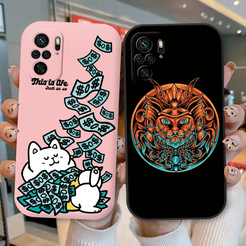 For POCO M5S Phone Case Funny Cartoon Cat Shell Luxury Fashion Flower Silicone Soft Cover For Xiaomi POCO M5S POCOM5S Fundas