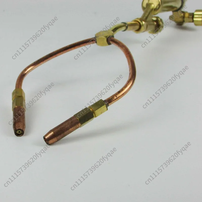H01-6 Double Head Brazing Torch, Injector Type Oxygen Acetylene Welding Torch, Full Brass C-Type Oxy Welding Heating Gun