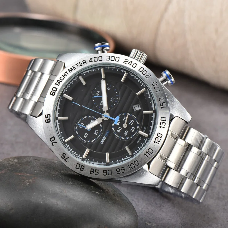 ​2025 Men's Luxury Chronograph Watch Stainless Steel Sapphire Crystal Waterproof 100M 6-Hand Multi-Function Date Display