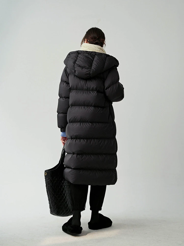 Winter High Quality Hooded Long Down Jacket Women White Duck Down Warm Parker Outwears Female Thicken Knee Length Down Jacket