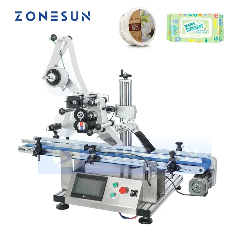 

ZONESUN Automatic Flat Surface Labeling Machine Box Carton Card Label Applicator ZS-TB150P