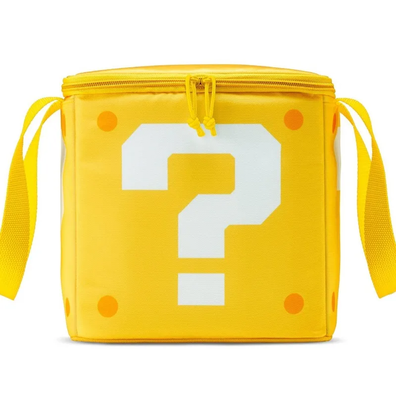 Game Marios Question Box Lunch Bag Office School Portable Insulated Bento Box Folding Thermal Bag Travel Picnic Handbag Gift