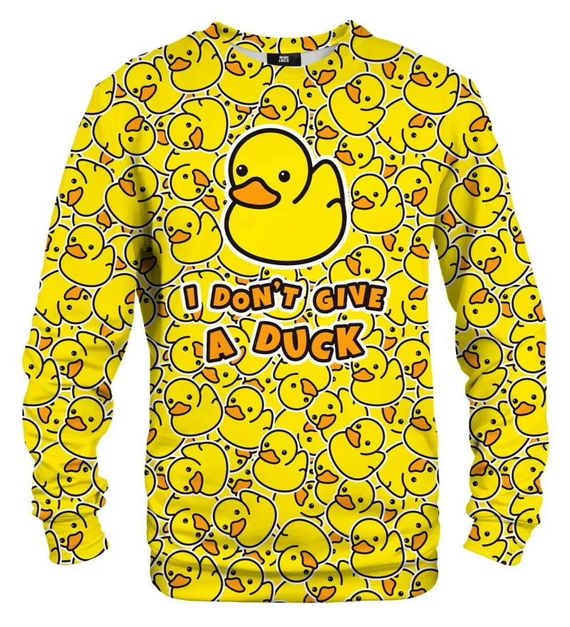 Kawaii New 3D Cute Yellow Duck Print Sweatshirts Rubber Graphic Round Neck Hoodies Children Funny Streetwear Tops Mens Clothing