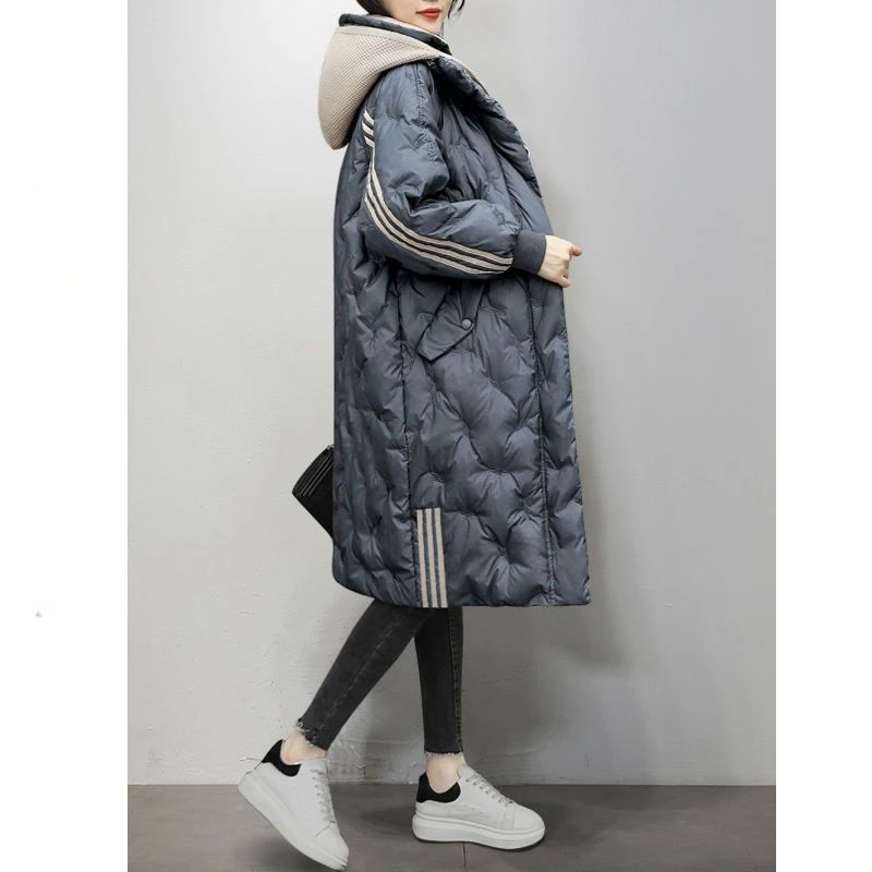 Korean Loose Thickened Jacket for Women, Mid Long Jackets, Casual Women Clothing, High Quality Coats, Winter, New, 2024