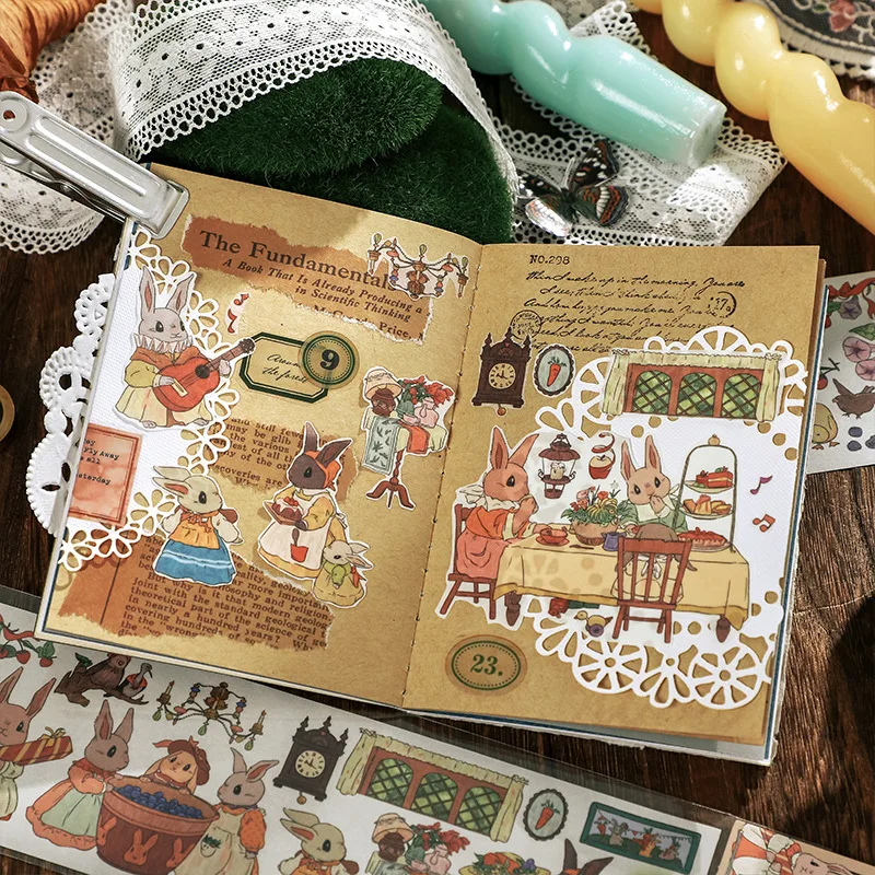 MOHAMM 1 Sheet Lovely Rabbit Stickers for DIY Photo Album Scenes Collage Crafts Notebook Diary Planner