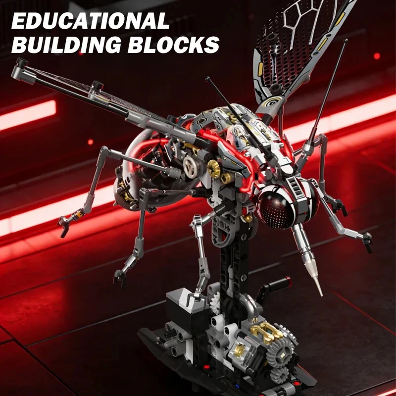 MOC Cyberpunk style Motorized Mechanical Mosquito Building Blocks 747PCS Insect Model Construction Bricks Toy for Adult Kid Gift view 5