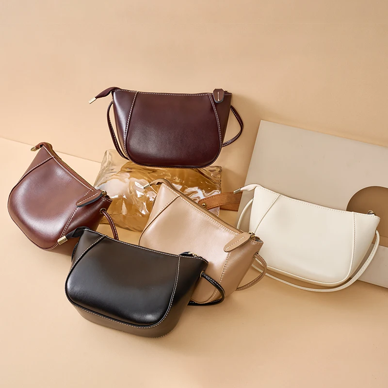 

2PC Soft Top Layer Cowhide Shell Bag for Women Adjustable Detachable Strap Crossbody Purse Multi-Pocket Leather Shoulder Bag