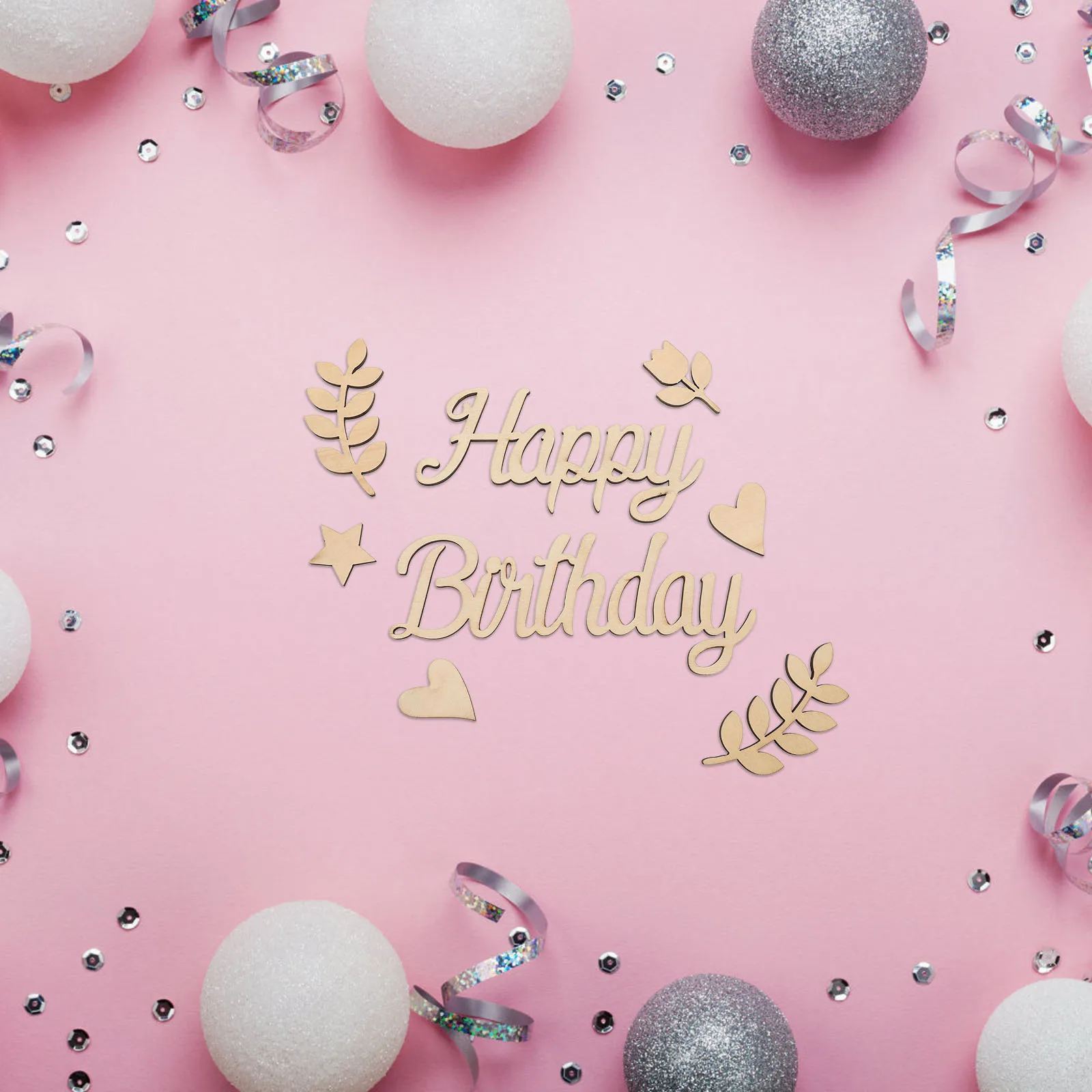 

1 Set Happy Birthday Wooden Ornament Wood Cutouts Party Decoration Sign Banquet Supply Birthday Party Wooden Cutout Gift Family