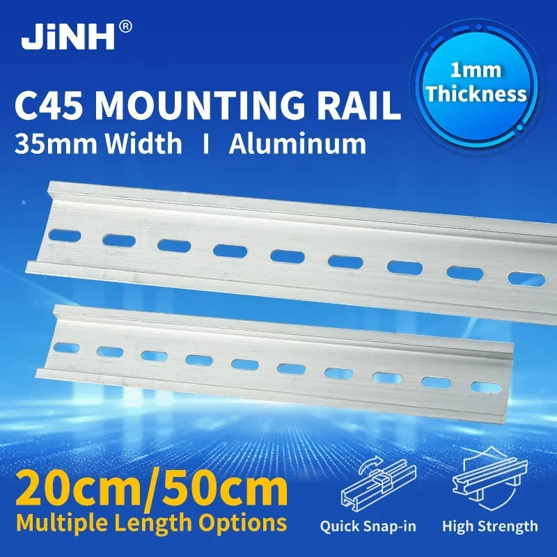 JINH 35mm C45 Aluminum DIN Rail Slotted 20/50 Cm Pre-Cut Or Custom Cut 1/2 Pcs for Distribution Box Accessories