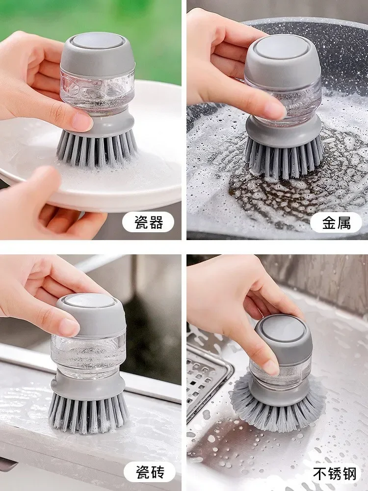 Dish Brush With Soap Dispenser Palm Brush Dish washing Kitchen Scrub Brushes With Holder Drip Tray Household Accessories