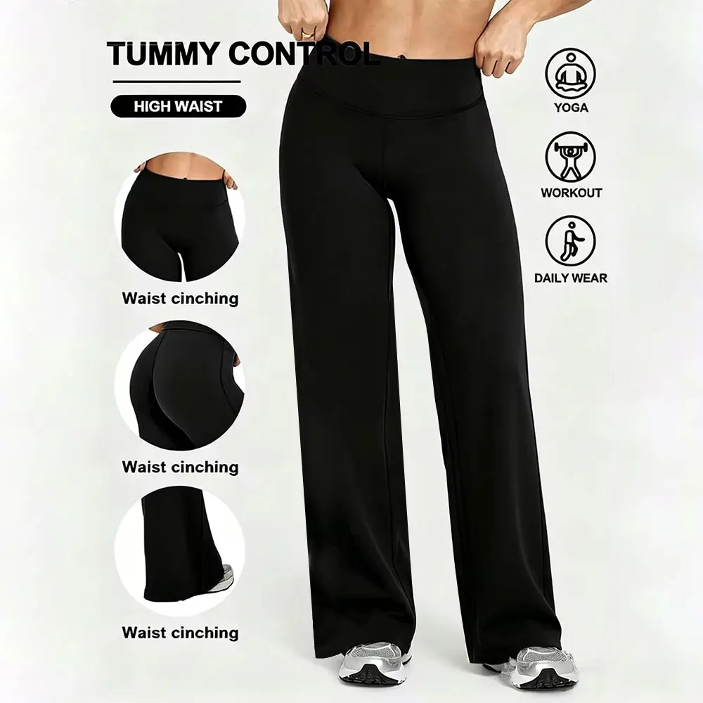 

Women's Nude Feel Casual Straight Leg Pants Soft Slim Fit Wide Leg Yoga Trousers Running Gym ActiveFitness Sportswear Jeans（New）