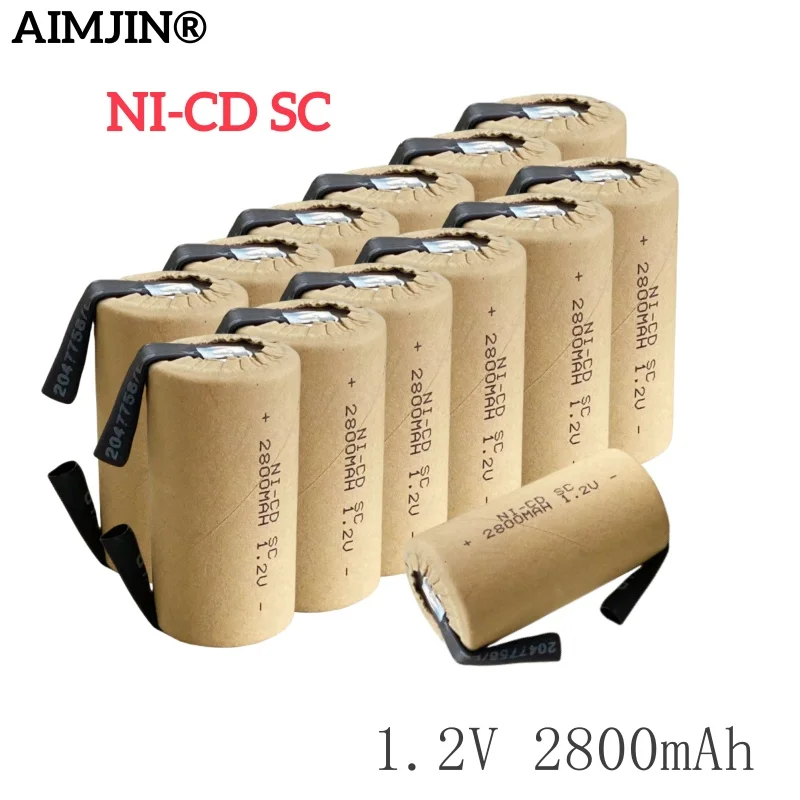 Ni-CD SC 2800 mAh Hochleistungsbatterien Sub C 10C 1,2 V wiederaufladbarer Akku für Elektrowerkzeuge Elektroschrauber Staubsauger