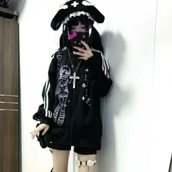 Novo punk harajuku americano vintage bonito impressão hoodies moda japonesa solta y2k moletom estético outono todos os jogos roupas