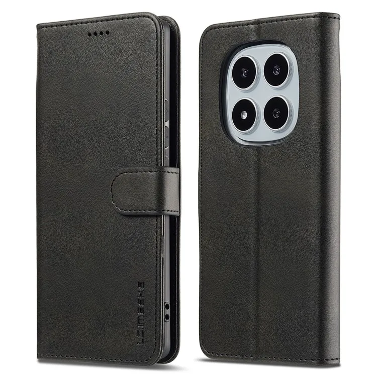 

LC.IMEEKE For Xiaomi Redmi Note 14 Pro 4G Case Calf Texture PU Leather Stand Wallet Phone Cover - Black