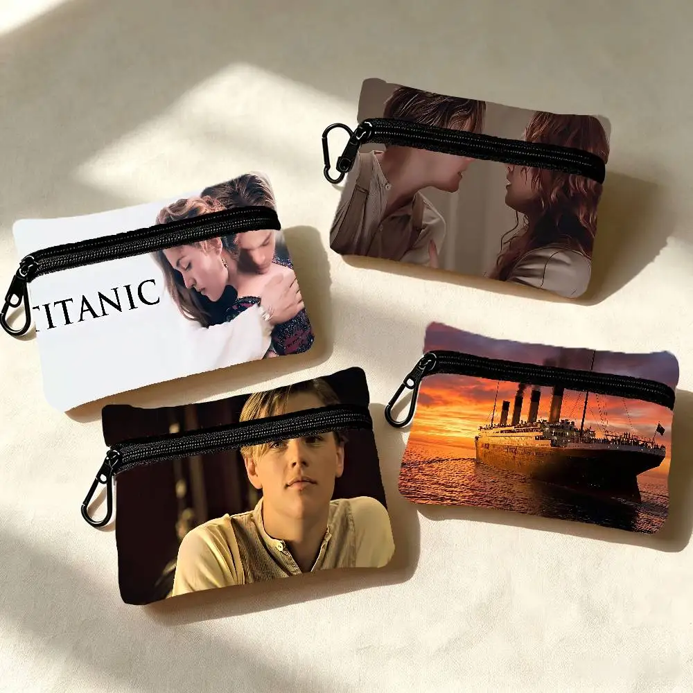 Movie Titanic Multifunctional Oxford Cloth Small Pouch With Hook Mini Coin Wallet Earbud Storage Bag