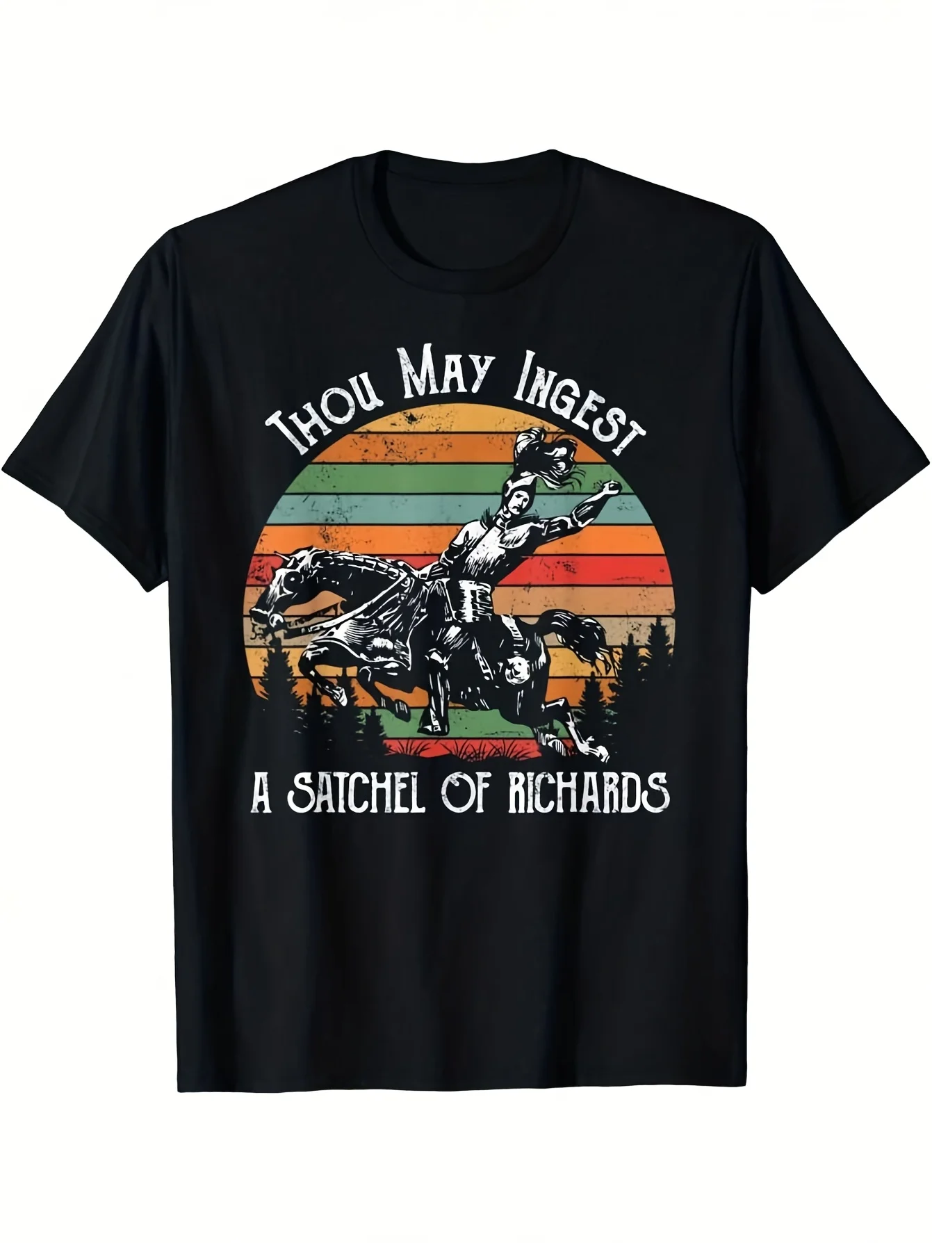 Men'S Medieval Phrase T-Shirt - Thou May Inest A Satchel of Richards - Funny Latin Name Tee, Round Neck Casual Summer Shirt with