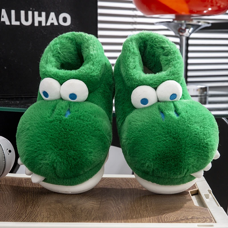 Fashion Man Slippers Green Crocodile Flat Mules Designer Animal Mens Slippers Home Furry Shoes Male's Footwear in Winter 2024