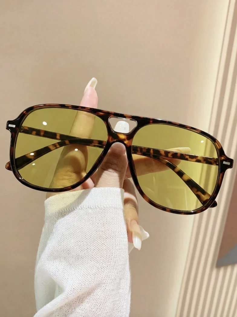 1 pair of unisex leopard print aviator style fashion sunglasses, bohemian style, suitable for music festivals, summer beach vacations, outdoor activities, travel, sports, electronic music festivals, driving, holiday ce