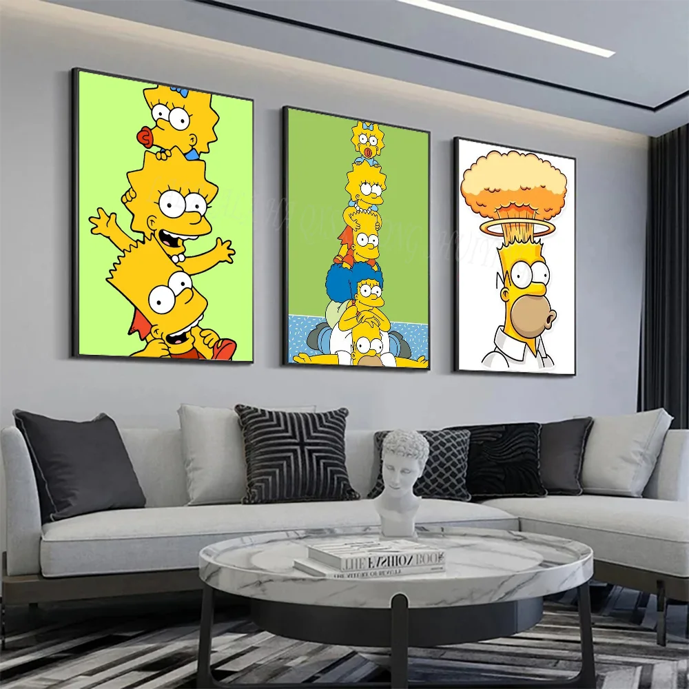 1pc Simpson Ning plakat naklejki artystyczne malowidła ścienne wystrój pokoju gier wystrój prezenty Kawaii HD malowanie koty samochody