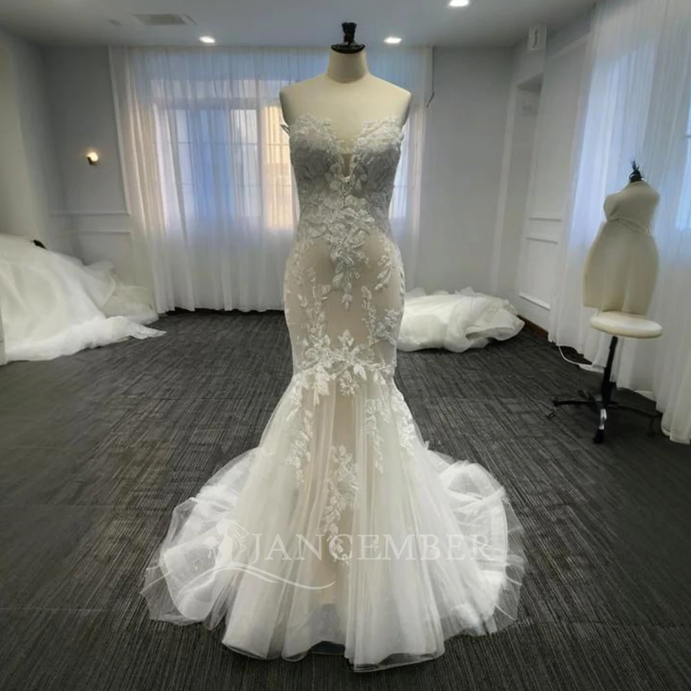 Lace Elegant Wedding Dresses Surprise Price Strapless Bridal Gowns Zipper Sexy Backless Robes 2024 Mermaid Vestido De Novia 2024