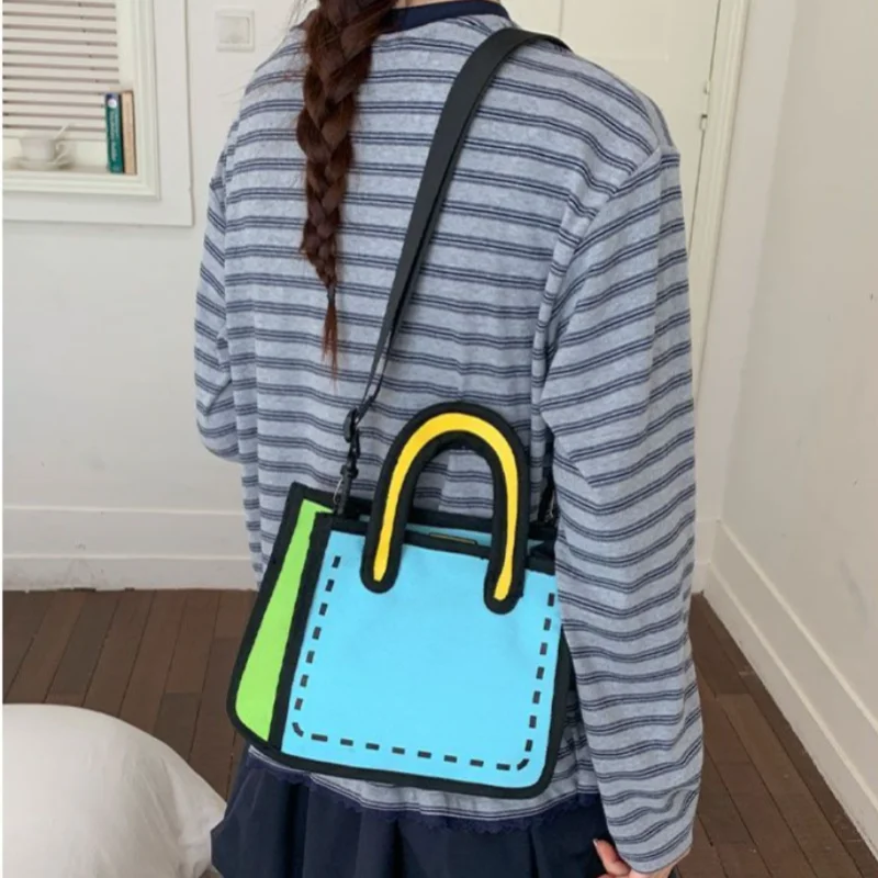 2d Manga Mini Canvas Crossbody Bag Women's Y2k Cartoon Handbag Single Shoulder Handbag Harajuku Anime Aesthetic Casual Bag - view 4