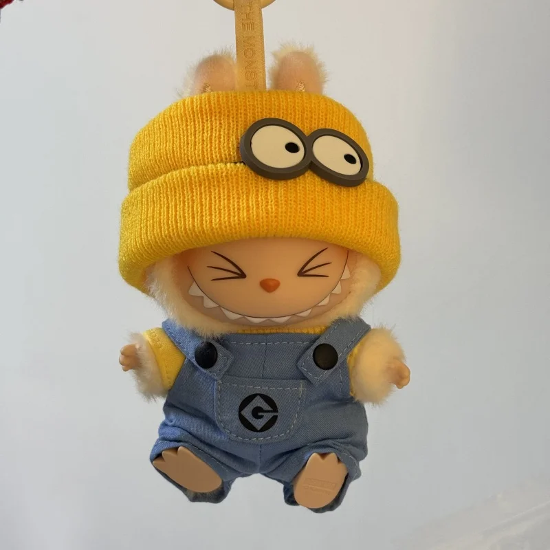 Ropa de fiesta para sentarse Labubu de 15cm, ropa para muñecas de tela para postura sentada, Sun Wukong Minions, animales pequeños, traje de vinilo, ropa para muñecas