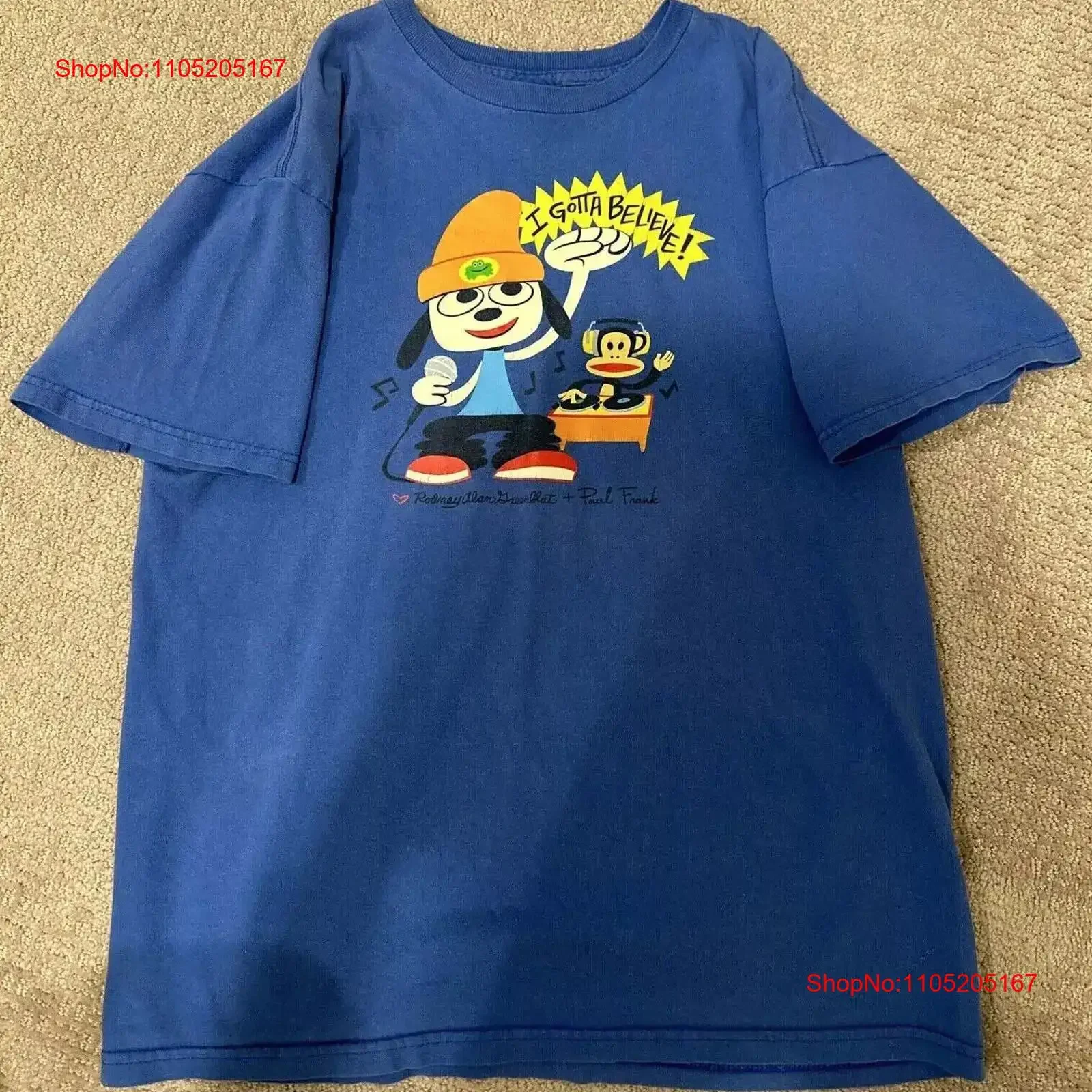 PaRappa el rapero I Gotta Believe Royal Blue camiseta tamaño completo S 5XL vintage lavado streetwear homme cómodo estirado