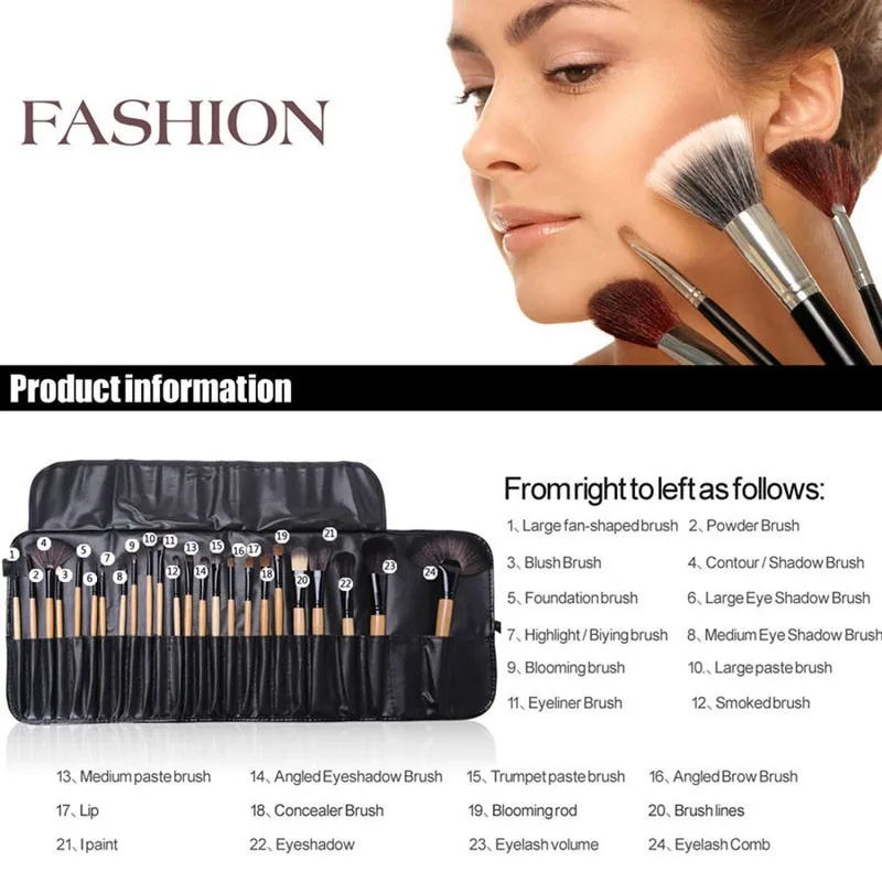Gift Bag Of 24 pcs Makeup Brush Sets Professional Cosmetics Brushes Eyebrow Powder Foundation Shadows Pinceaux Make Up Tools