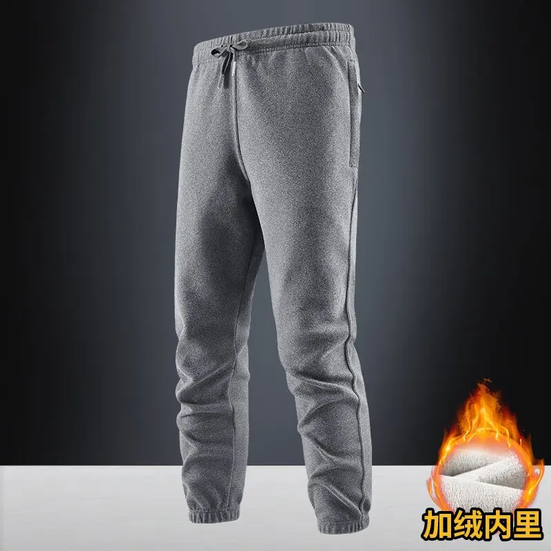 موضة الشتاء الاتجاه بلون مع السراويل الدافئة السميكة القطيفة للرجال الرياضة فضفاضة غير رسمية بالإضافة إلى السراويل كبيرة الحجم عالية الجودة