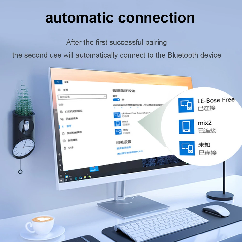 5.0 USB Bluetooth-Compatible Adapter for PC USB Dongle Audio Receiver BT Module Key for Computer BT Receptor Audio Transmitter