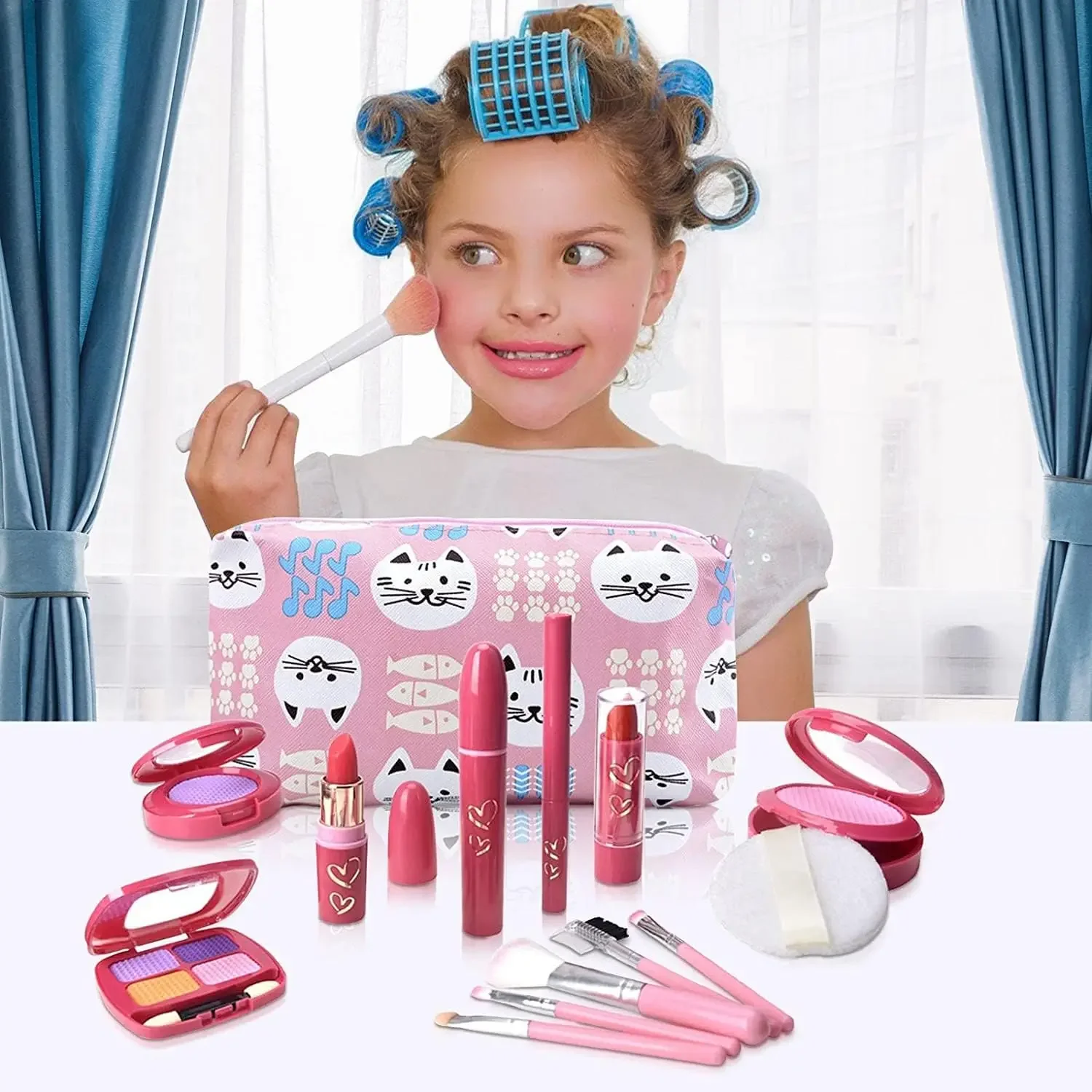 

Pretend Makeup Kit for Toddlers Kids Makeup Kit Pretend Play Fake Makeup Cosmetic for Little Girls for Toddlers' Creative Fun