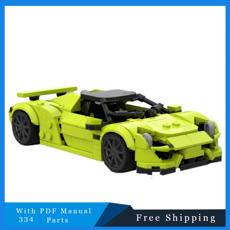 

334 шт. яблочно-зеленый скоростной спортивный автомобиль, модульные строительные блоки, модель для образования детей, сделай сам, сборная игрушка, подарки на Рождество и день рождения