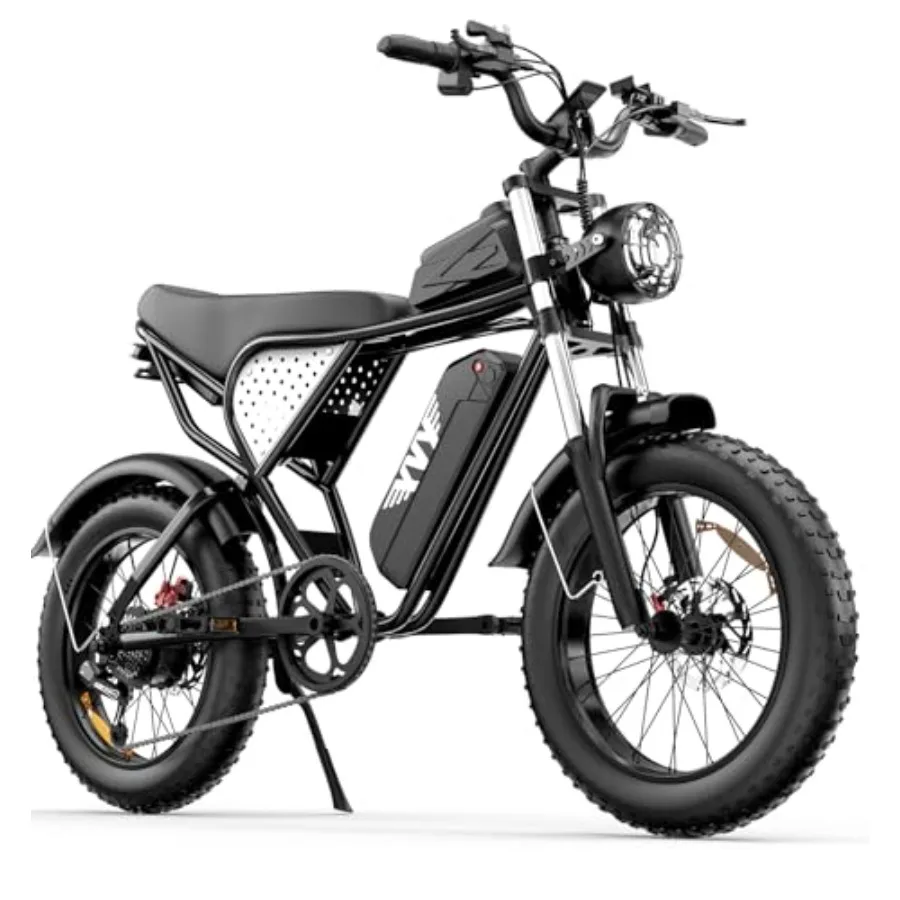 

Adult electric bike for urban commuting and off-road trails, aluminum alloy frame, matte black finish, 3000W peak motor with 38