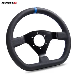 12Inch 300mm Steering Wheel Flat Leather Car Drift Pc Game Sport Wheels Control Universal PCD-6x70mm