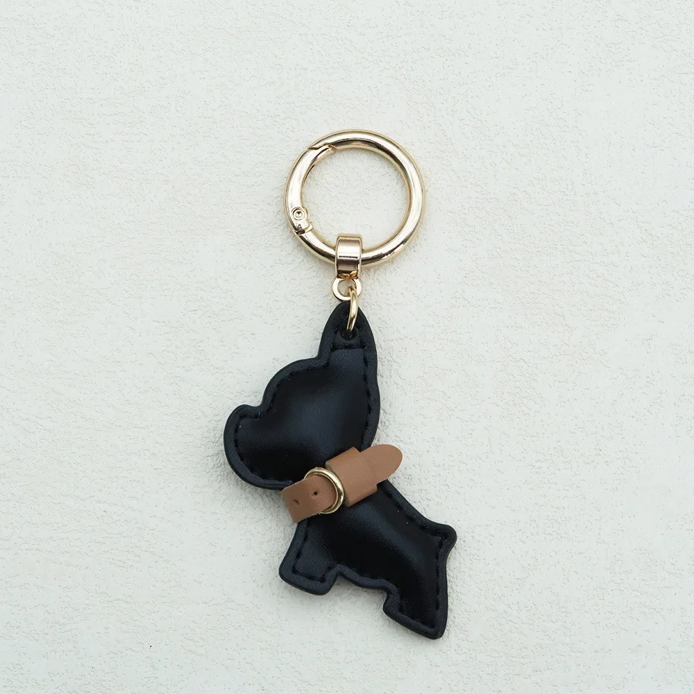 

French Bulldog Keychain Cute Puppy Cartoon PU Leather Dog Hanger Fashion Animal Dog Bulldog Bag Pendant Backpack Decoration
