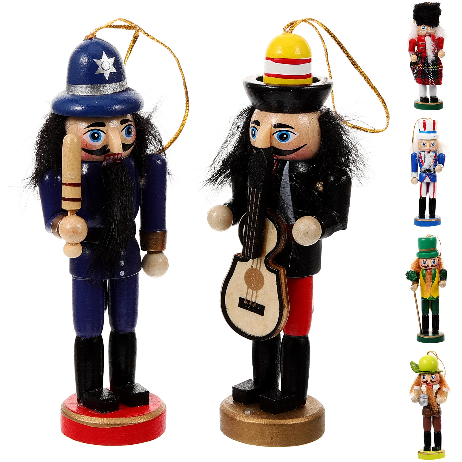 

6Pcs Wooden Nutcracker Ornament Christmas Decor for Festival Home Hotel Coffee Shop Desktop Xmas Nutcracker Figure Craft Gift