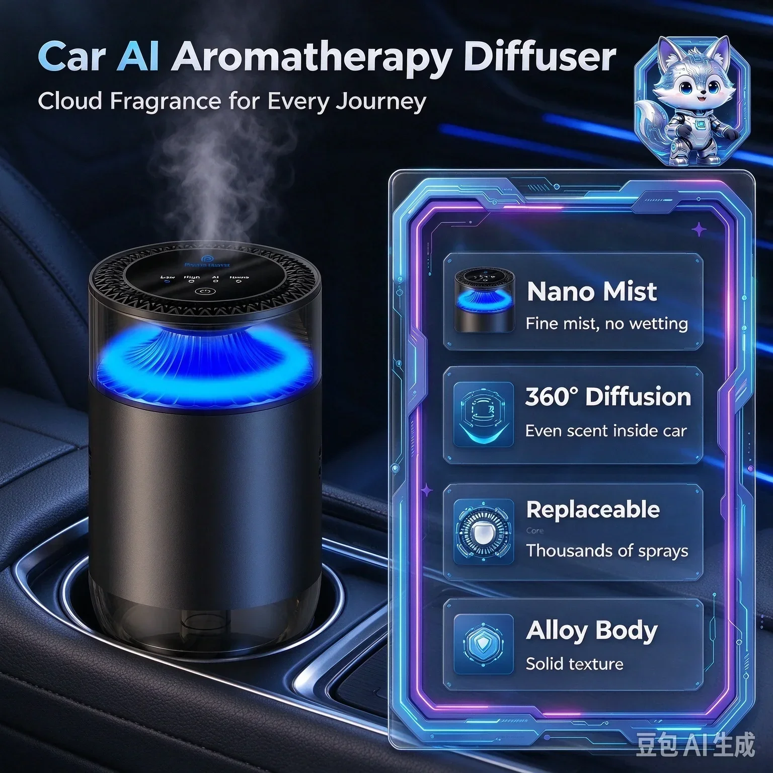 Intelligent Auto  Car Aromatherapy Machine Car Aroma Diffuser, 360° All-around Fragrance Diffusion Nano Mist Car Air Freshener