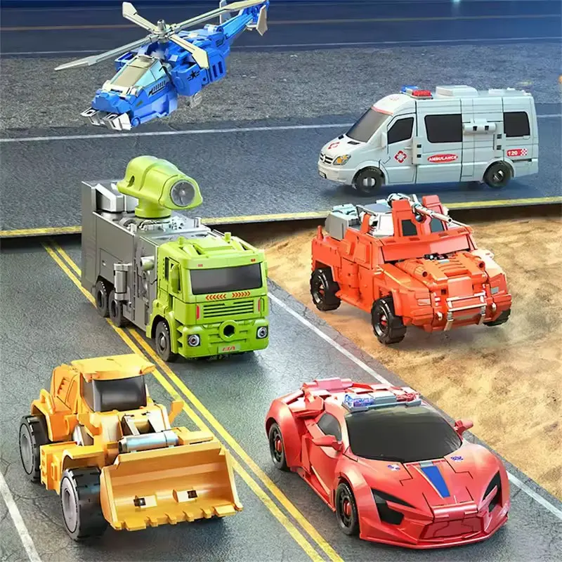 Robot de juguete de transformación 6 en 1, traje de equipo de rescate y deformación, Robot combinado, versión de aleación, regalo de cumpleaños personalizado