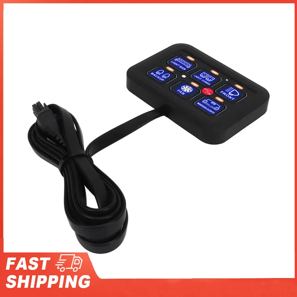 

6 Gang LED Panel Wear Resistant Wide Applicability Automatic Dimmable LED Touch Control Panel for Vehicle Car Touch Switch Box