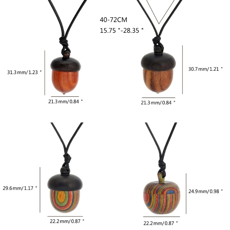 Wooden Acorns Pendant Necklace Choker with Wax Rope Men Women Ethnic Style Storage Pendants Necklaces Jewelry Accessory