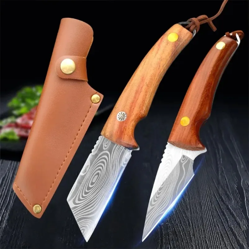 Wooden handle grafting knife and leather shell suitable for garden Trees grafting cleaver Meat Fish Fruit Vegetable Boning Knife