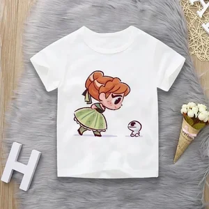 Disney Princess Fantasy für Mädchen, Baumwoll -T -Shirts, Mode Charme, Rapunzel, Schneewittchen, Cartoons Anime -Kleidung, Sommer 12 Hauptverkaufsrapunzelbluse - №9
