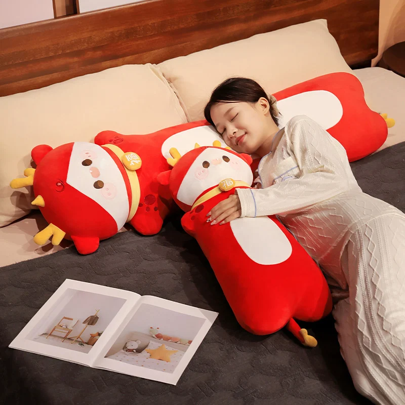 120cm Creative Long Dragon Stuffed Animal Cartoon Throw Pillow Multicolor Dolls Home Decor Baby Sleeping Companion Toys Gifts