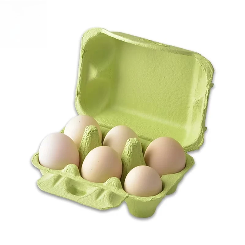 30Pcs color biodegradable egg tray green yellow pink empty carton for sale, egg carton tray 6 holes