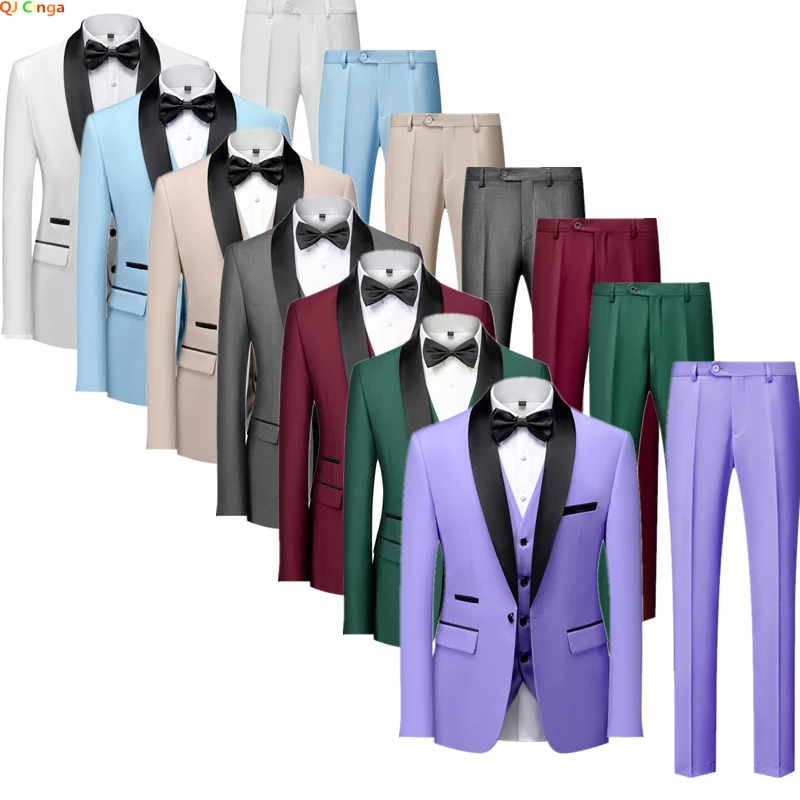 

2023 Spring New Suit 3-piece Men Wedding Party Dress Coats and Vests Pants Fashion Slim Blazer Jacket Pants Waistcoat Men's Sets