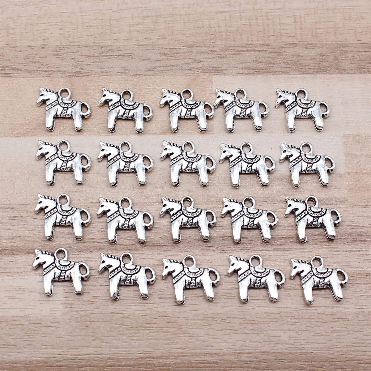 IFOCUS 20 Stück/Lot Pferde-Charms für DIY-Schmuckherstellung, Zinklegierung, 12 x 14 mm/0,47 x 0,55 Zoll