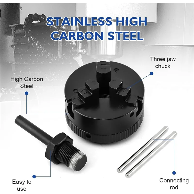 【KITS】Z011 Extension Three Jaw Chucks& Connecting Rod Set, Mini Lathe Chuck Set,3 Jaws Self-Centering
