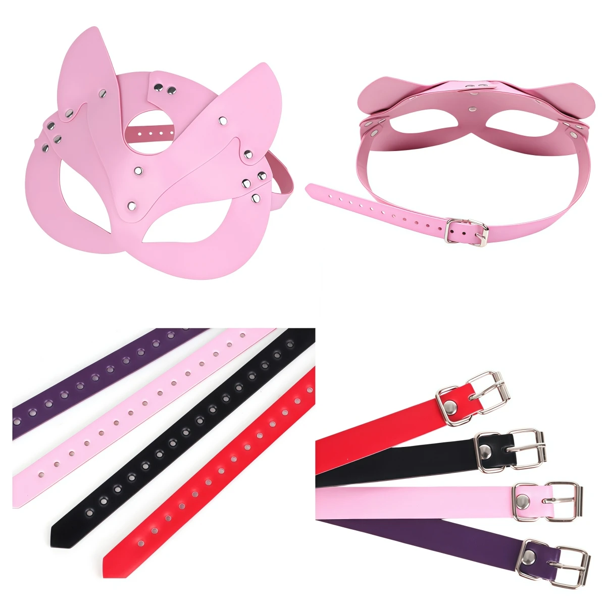 النساء نصف الوجه القط تأثيري أقنعة بو الجلود قناع عين حفلة الهالوين مثير الكبار لوازم زوجين ألعاب كامل رئيس هود قناع #5