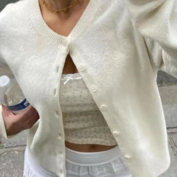 

ex Knitted Sweater Button Front Flat Texture Men's Women's Ciwalk Coolmax Fiber Collar Nine Sve Length Winter T...