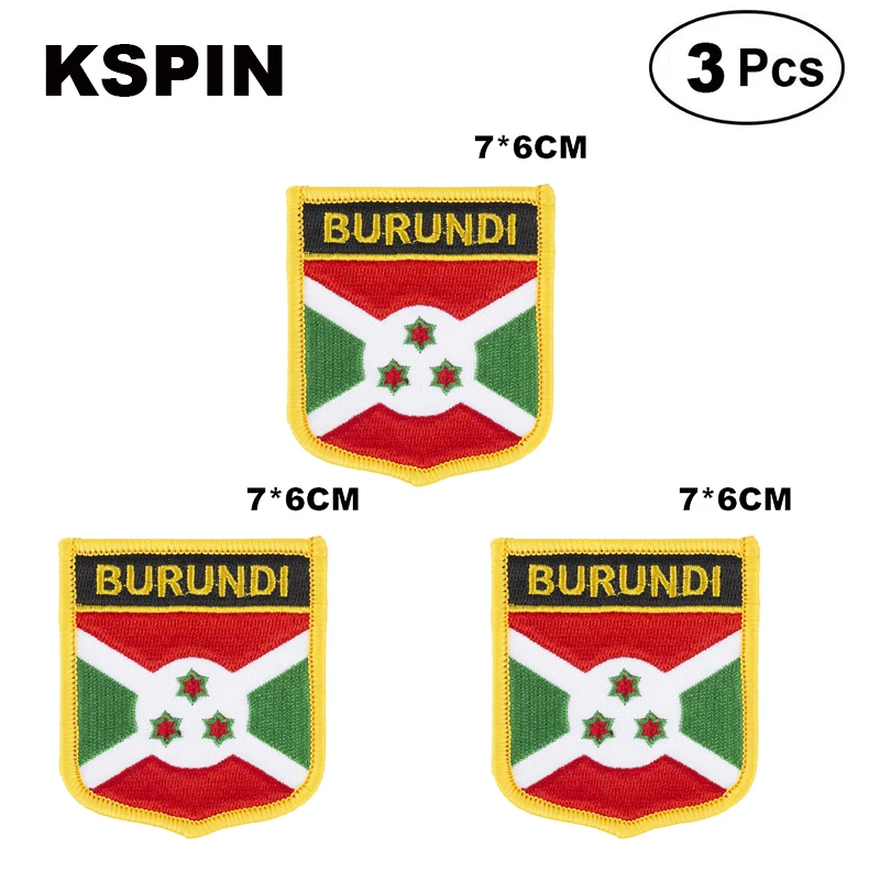 Burundi Shiled Shape flag patches national flag patches for Cothing DIY Decoration